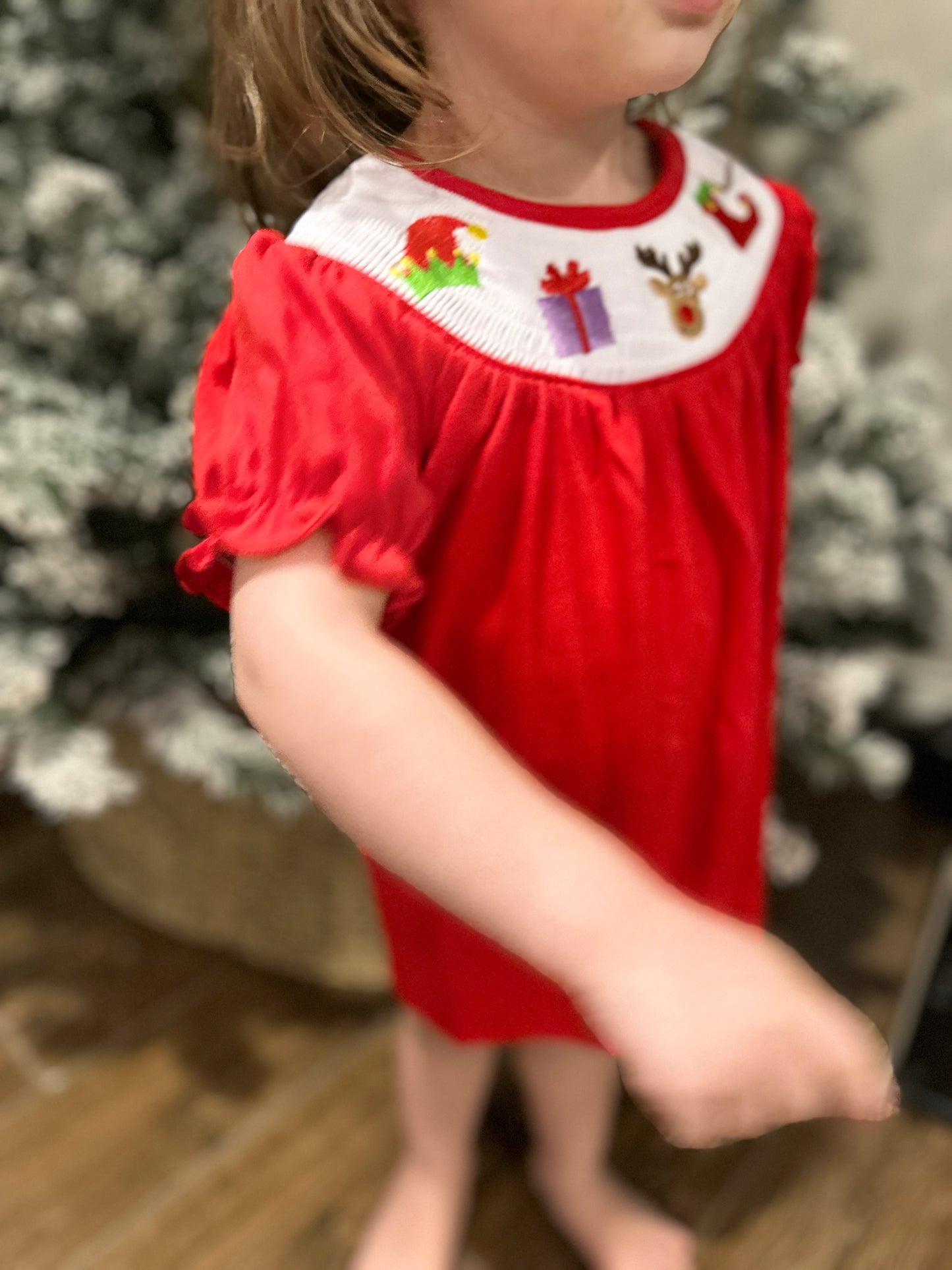 Handcrafted Red Smocked Christmas Dress for Baby Girls and Toddler Girls