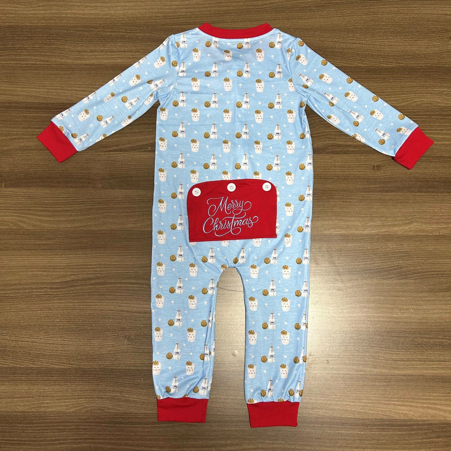 Santa's Milk and Cookie Kids Christmas Pajamas Set - Blue