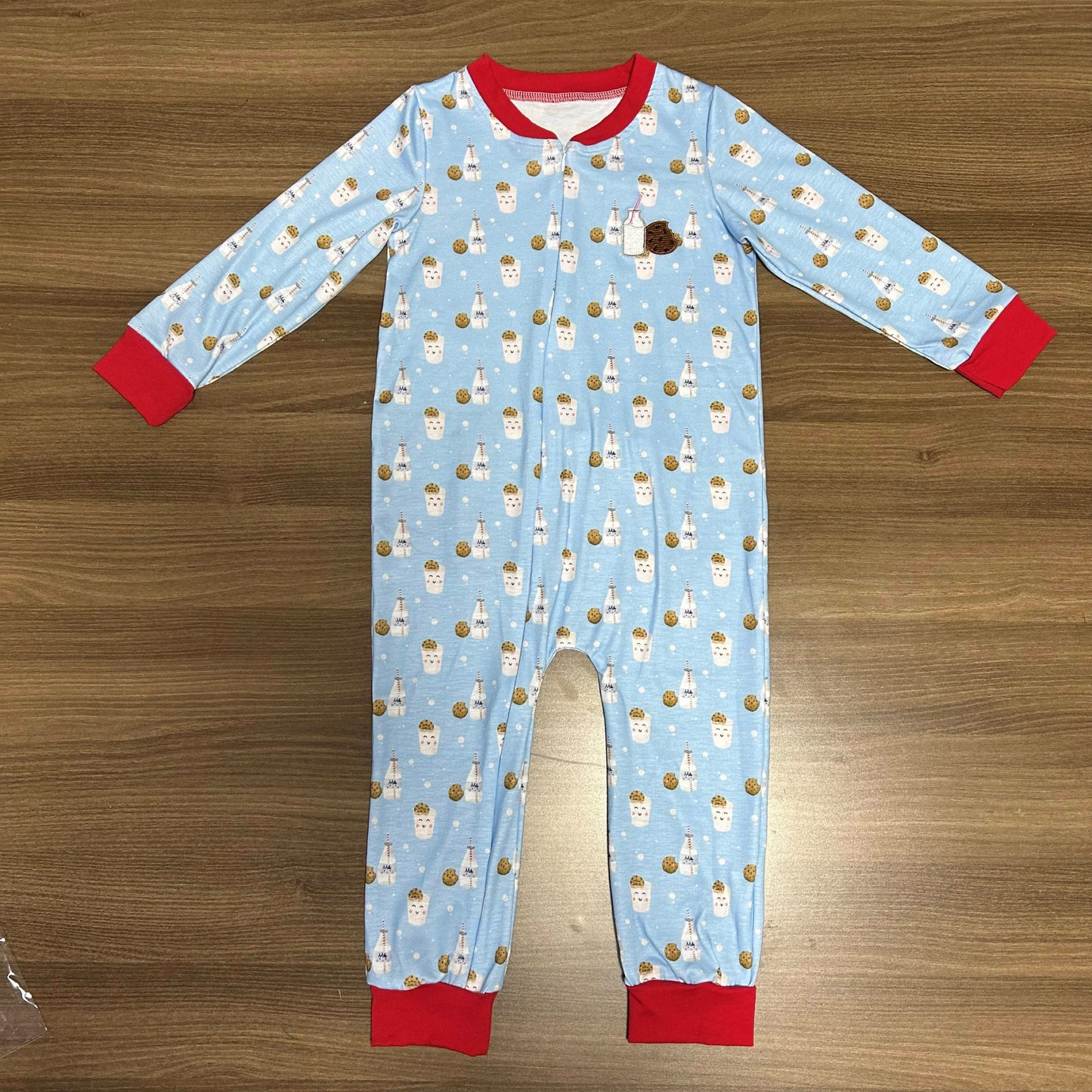 Santa's Milk and Cookie Kids Christmas Pajamas Set - Blue