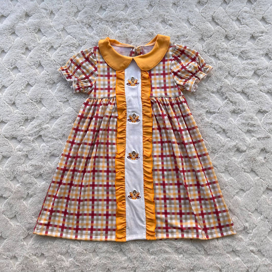 Thanksgiving Smocked Dress with Football Turkey Applique