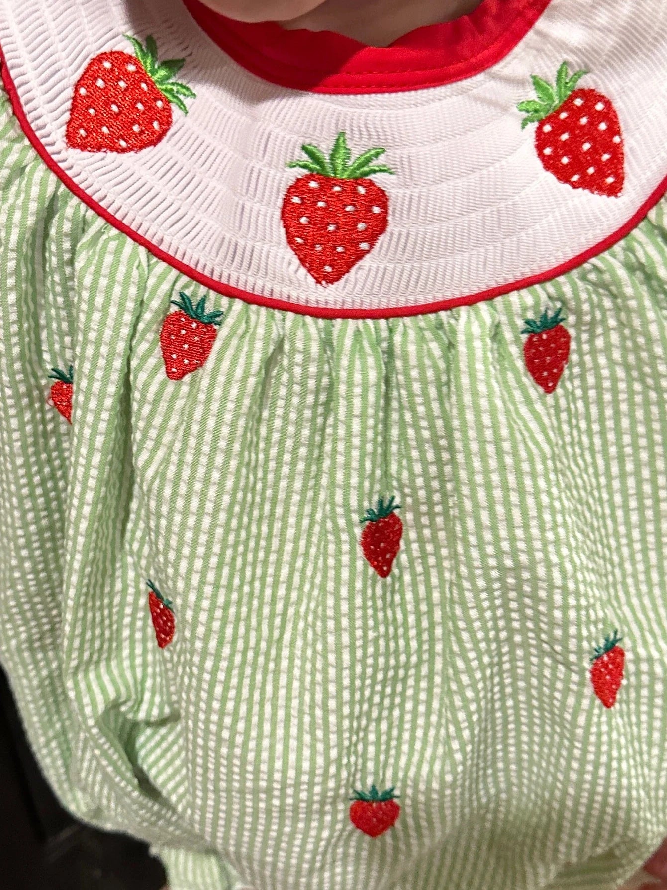 Smocked Strawberry Romper Bubble for Baby Girls