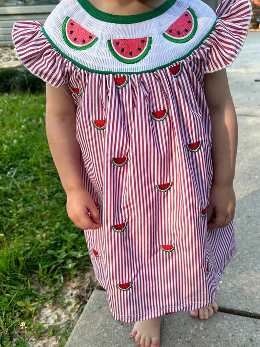 Adorable Smocked Watermelon Dress