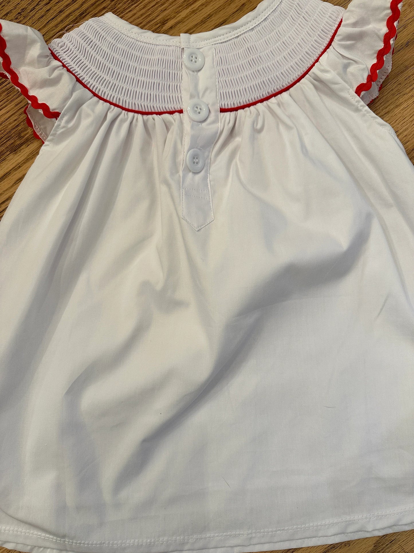 Adorable Fourth of July Smocked Dress with American Flag.